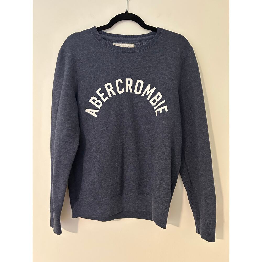 Abercrombie & Fitch Navy Heather Blue Long Sleeve Sweatshirt Spellout S EUC Gym